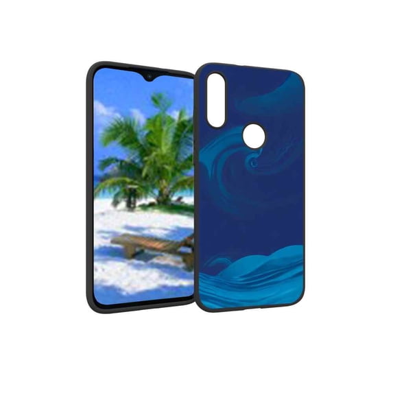 Compatible with Moto E 2020 Phone Case, Blue-Wave-Aesthetic-Artwork-96 Case Silicone Protective for Teen Girl Boy Case for Moto E 2020