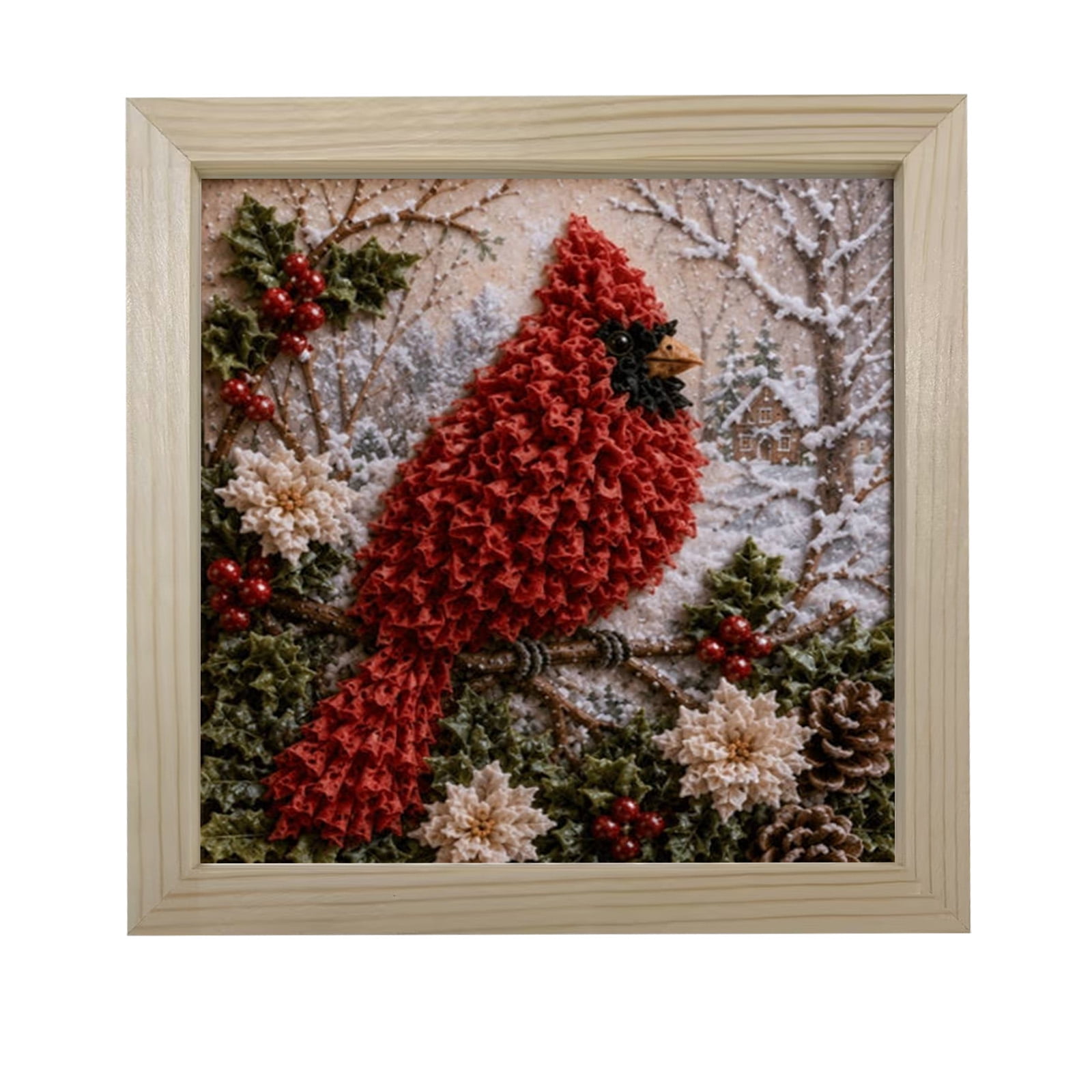 Christmas DIY Diamond Painting Kit Hand‑Made Art Craft Supplies Complete Hobby Set for Creating Distinctive Home Interior Wall Ornament (Cardinal Style#6)