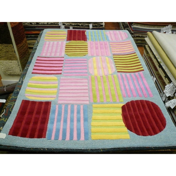SAFAVIEH Kids Melany Geometric Striped Area Rug, Blue/Multi, 6' x 9'
