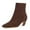 Brown, variant on FSJ Women Comfortable Kitten Low Heel Ankle Boots Pointed Closed Toe Back Zipper Booties Dress Party Casual Shoes Size 8 Black