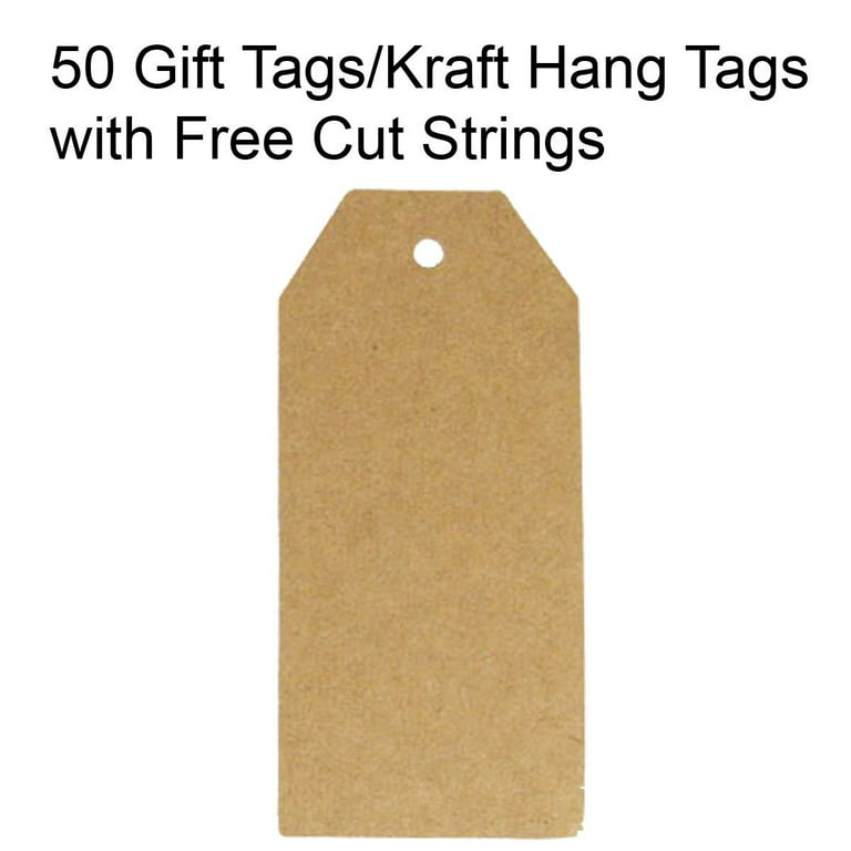 Wrapables® 50 Gift Tags/Kraft Hang Tags with Free Cut Strings for