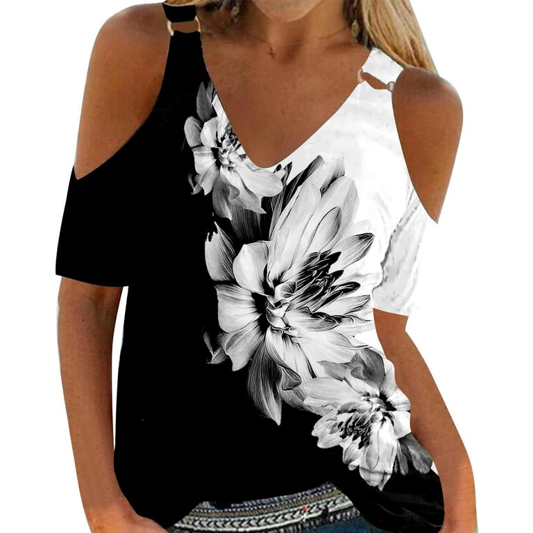 Chiffon Print Patchwork Knitting Single-breasted V- neck Tops Chiffon Print Patchwork Knitting Single-breasted V- neck Tops