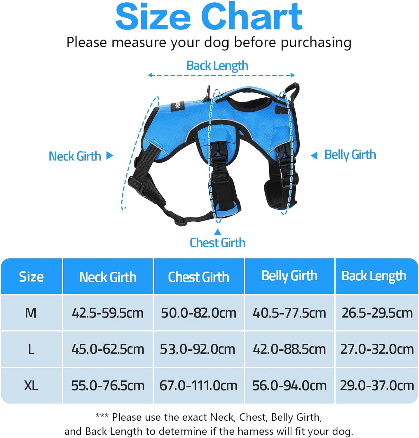 rabbitgoo Escape Proof Dog Harness, Soft Padded Full Body Pet Harness, Reflective Adjustable No Pull Vest with Lift Handle and Lesh Clip for Large Dogs Walking Hiking Training, Blue