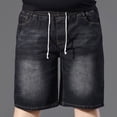 thumbnail image 2 of Yaoyar Plus Size Baggy Jorts for Men Elastic Waisted Jean Shorts Big and Tall Straight Loose Pull On Denim Shorts, 2 of 8