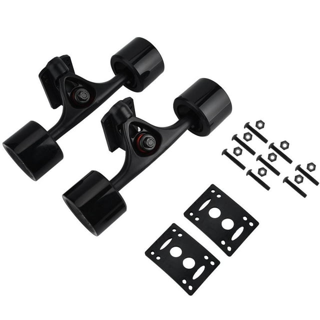 Domqga Camion avec Roue de Skate, Pièces de Planche à Roulettes, 2 Pcs/ensemble Camion de Planche à Roulettes avec Surélévateur de Roue de Skate, Coussinet, Roulement, Accessoire de Quincaillerie