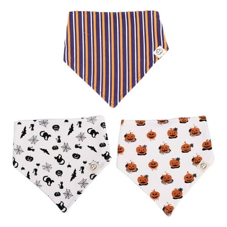 

3pcs Baby Bibs Triangle Bibs Halloween Printing Cotton Newborn Dining Bibs