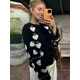 thumbnail image 2 of Abrigo corto con cuello redondo y cordones para mujer, chaqueta elegante informal con estampado blanco y negro, ropa de calle para otoño, novedad de 2024, 2 of 5