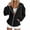 Black, variant on Hoodie Women Full Zip Up Hoodies Knit Long Sleeve Drawstring Casual Sweatshirt Hooded Tops
