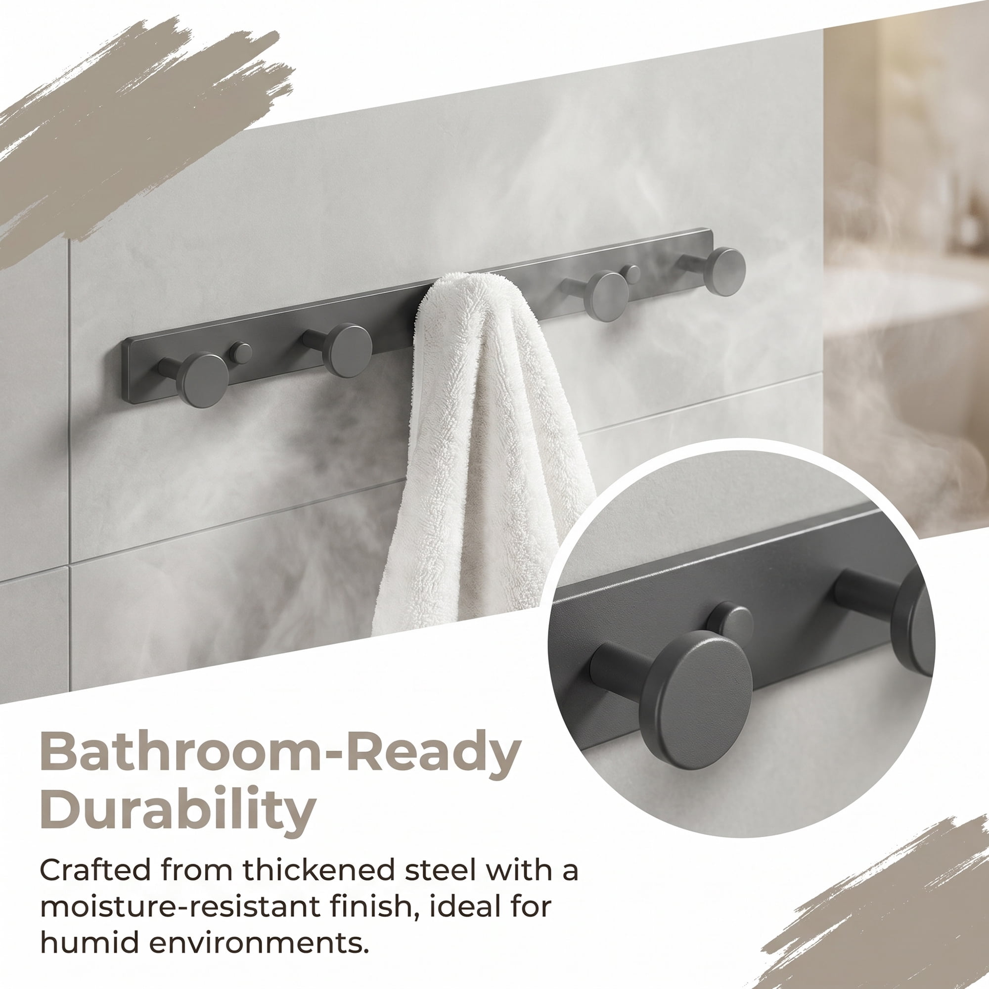 Unique Bargains Coat Rack Wall Mount Aluminum Hook Hat Rack for Entryway Gray 13" x 1.2"