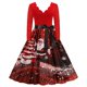 thumbnail image 2 of Disfraces de Navidad Temperamento Flor Ardiente Escote en V Manga larga Estampado de costuras Falda con vuelo grande retro S-3xl / 10 colores para elegir, 2 of 3