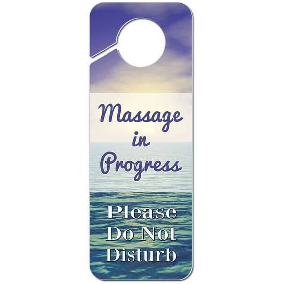 Massage in Progress Please Do Not Disturb Pastel Ocean Sunset Plastic Door Knob Hanger Warning Room Sign