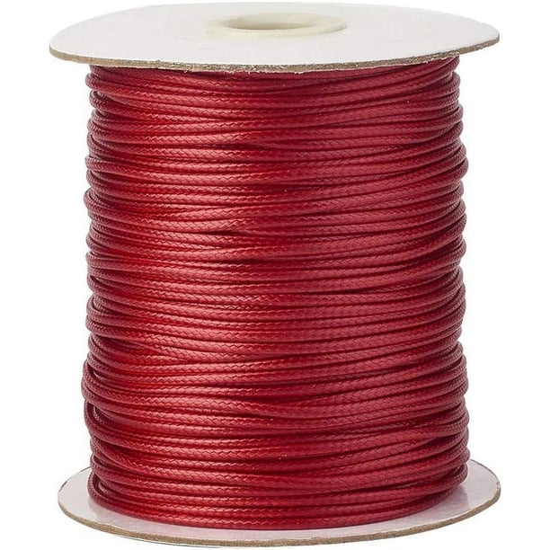 100 yardas/rollo Cordón de poliéster encerado de 2 mm Hilo para abalorios, bisutería, macramé y manualidades Rojo oscuro