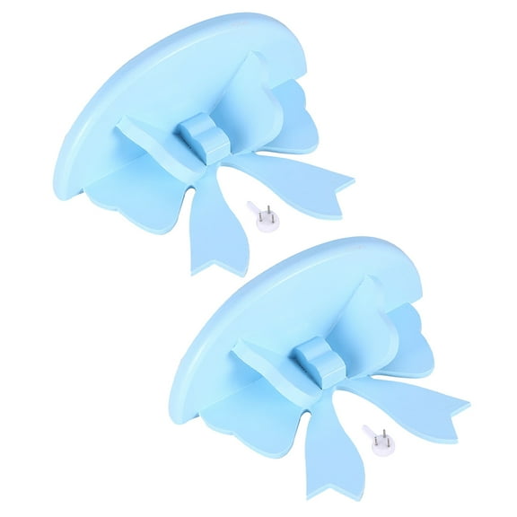 WHAMVOX Nursery Wall Shelf Sky-Blue Wood For Kids Room 2Pcs 7.8X4.8X3.3In