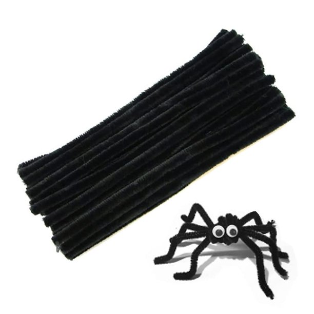 100 Uds. Limpiadores de tuberías negros tallo de chenilla para manualidades Diy, artes, bodas, hogar, fiestas, decoración de vacaciones 6 Mm X 12 pulgadas