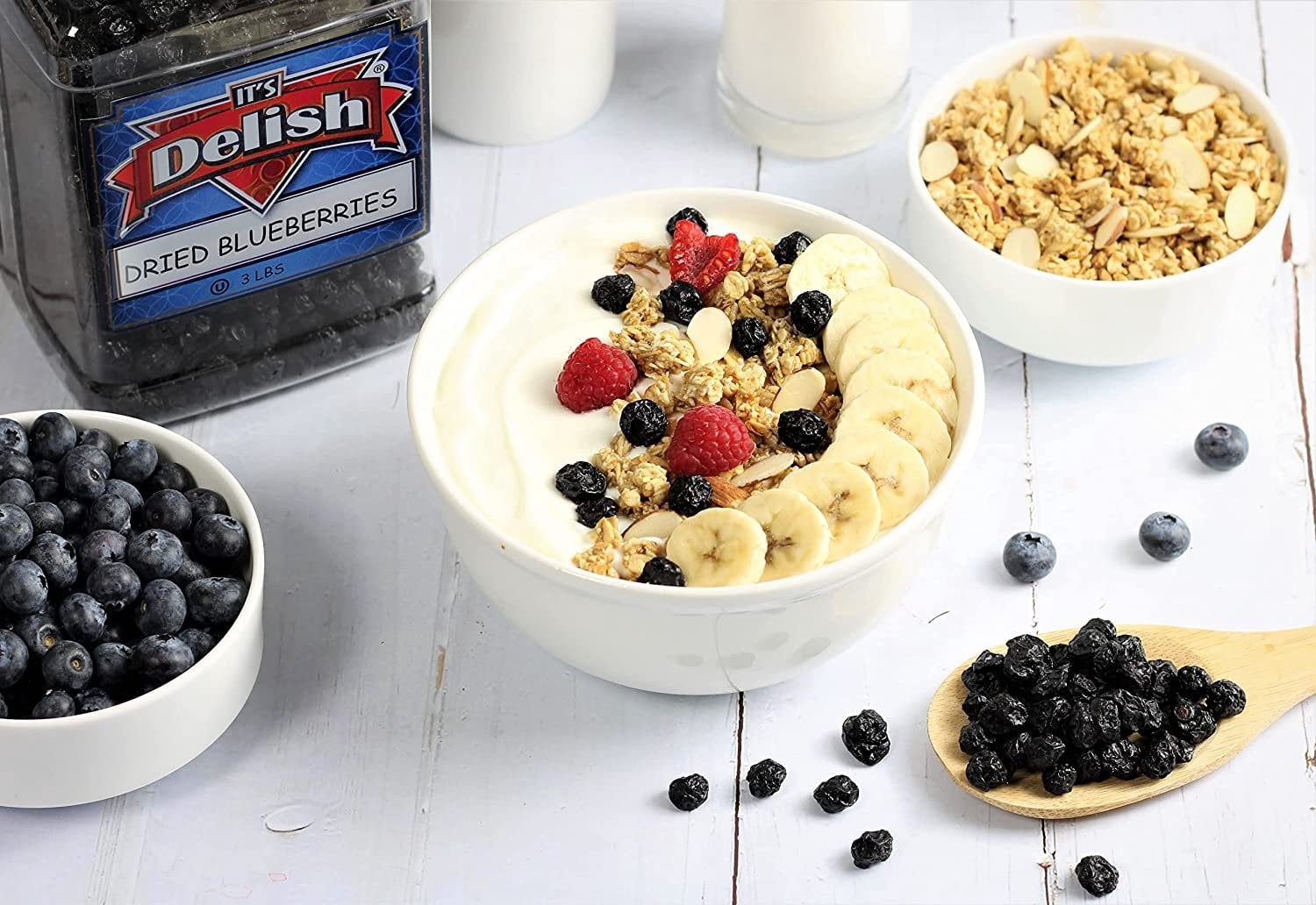 Dried Blueberries by Its Delish, 3 LBS Jumbo Container  Bulk Dehydrated Blueberry Fruit Dry Wild Berries for Baking & Snacking  Healthy Vegan Snack