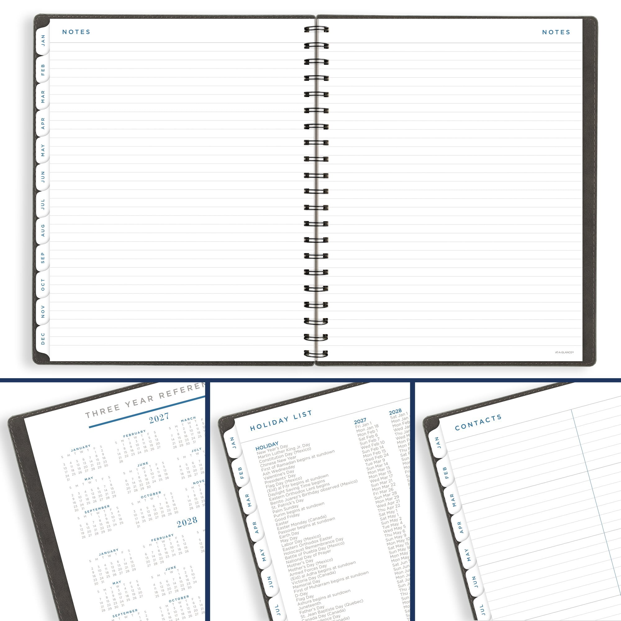 AT-A-GLANCE Signature Collection 2027 Weekly Monthly Planner Gray Large 8 12 x