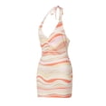 thumbnail image 3 of Qiylii Womens Halter Mini Dress Y2K Stripe Printed Bodycon Party Club Dresses, 3 of 8