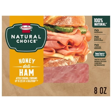 HORMEL NATURAL CHOICE Deli Meat, Gluten Free, Honey Deli Ham, Refrigerated, 8 oz Plastic Resealable Package