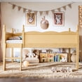thumbnail image 2 of Bellemave Twin Size Low Loft Bed with Bookshelf, Solid Wood Loft Bed Frame with Ladders & Full-Length Guardrails, Low Profile Bed with Slats for Kids Teens, No Box Spring Needed, Natural, 2 of 11