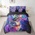 thumbnail image 2 of 7pcs Cute Cat Bedding Twin Purple Galaxy Comforter Set, Blue Butterfly Bedding Comforter Sets Kawaii Kitten Bed in a Bag, Univers Glitter Stars Bedding Accessories, 2 of 6