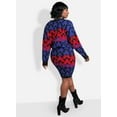 thumbnail image 3 of Rebdolls Women's Plus High Waist Bodycon Geometric Print Knit Midi Skirt - Royal Blue - 2X, 3 of 3