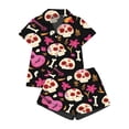 thumbnail image 2 of Gaexia Halloween Silk Pajamas for Women Short Sleeve Sleepwear Button Down 2 Piece Notch Collar Loungewear Satin Pjs for Women Set Relaxed Fit, 2 of 2