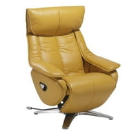 Mac Motion Vienna Leather Swivel Recliner in Yellow