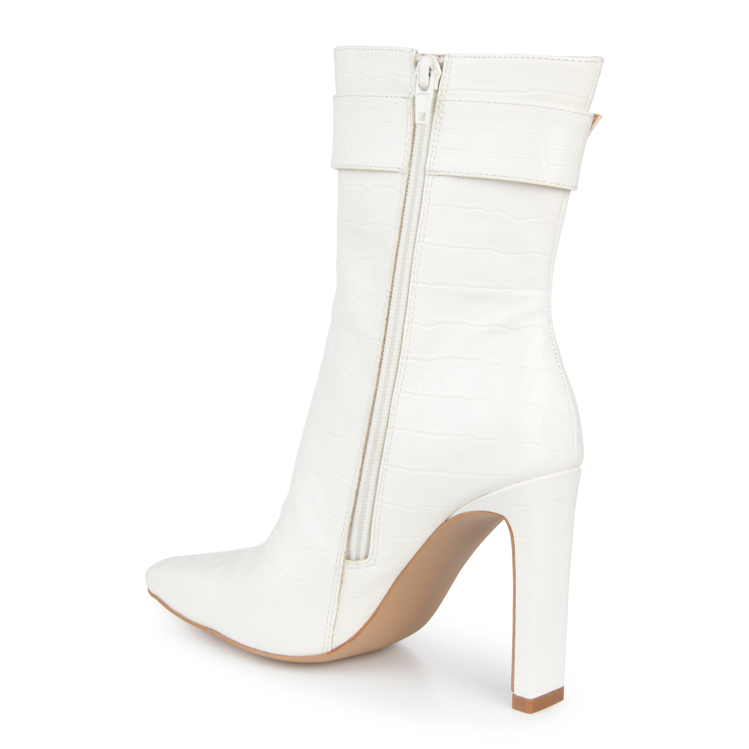 Journee Womens Elanie Inside Zip Block Heel Booties