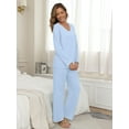 thumbnail image 2 of MINTREUS Pajamas Women's Long Sleeve Pj Set Soft 2 Piece Loungewear Sleepwear with Pockets, 2 of 5