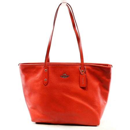 City Red Leather - Coach NEW True Red Women's Leather City Zip Top Tote Handbag Purse