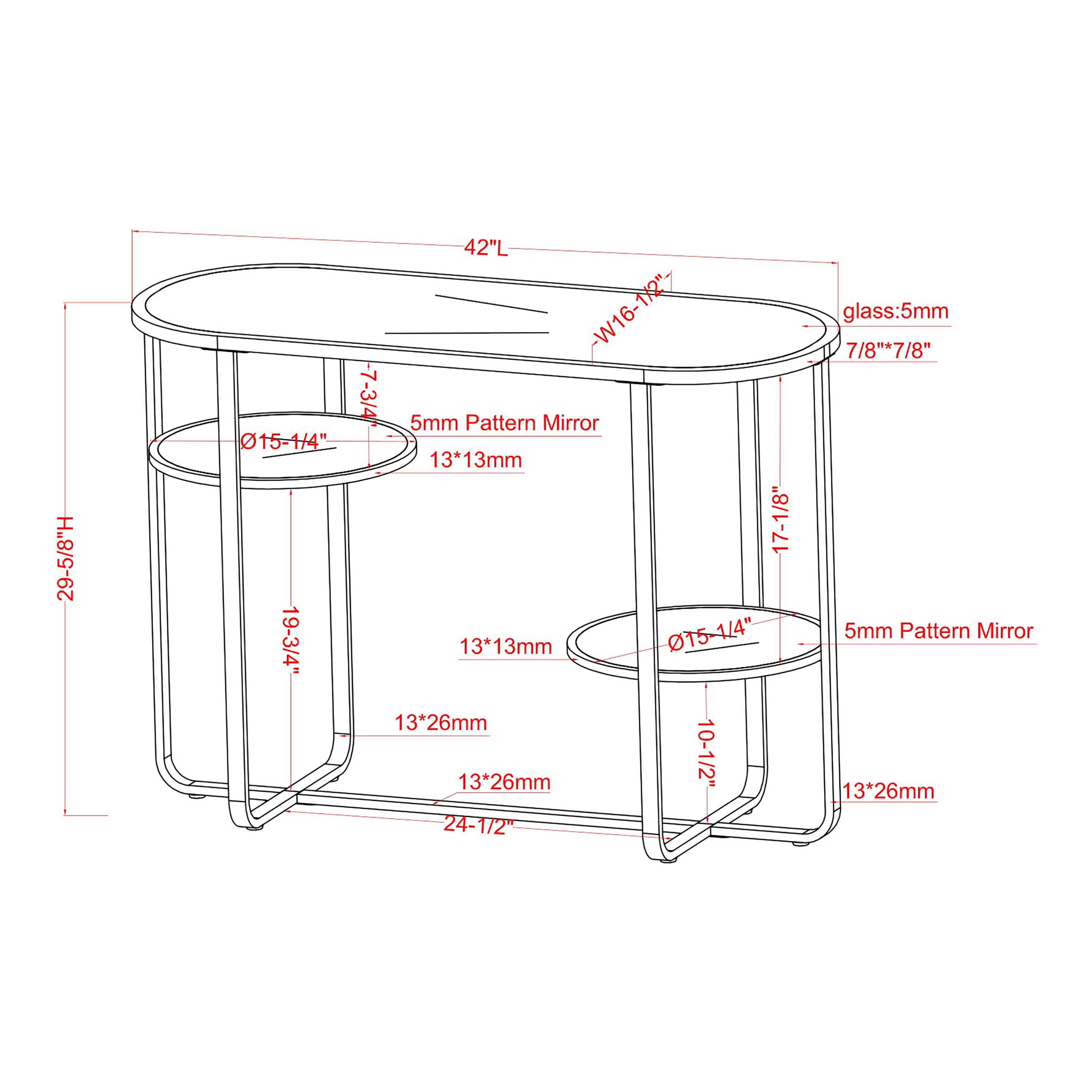 Furniture of America Jolle 2-Shelf Waterfall Pattern Glass Top and Chrome Sofa Table