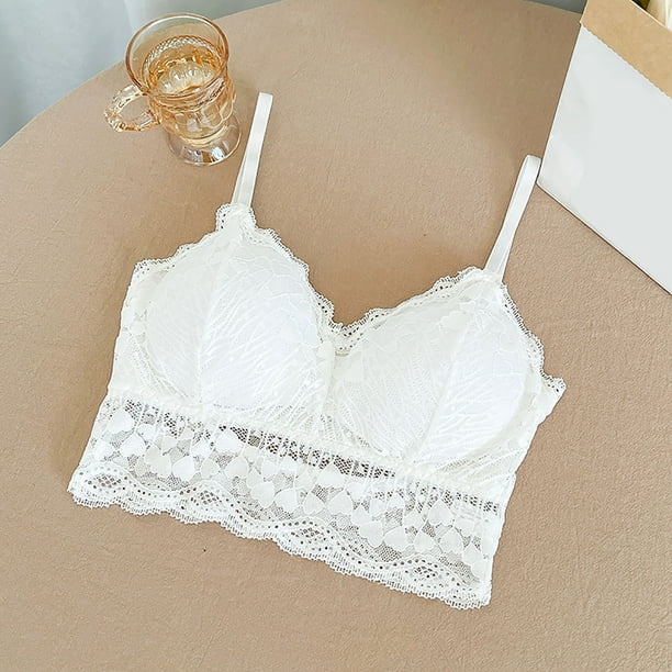 JIUKE Clearance Women's Pure Comfort Wireless Lace Longline Bralette Full-Coverage Wirefree Bra