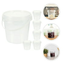 ORDDIART 6Pcs Plastic Bucket With Lid For Kitchen Use 12.1X11X9.5CM