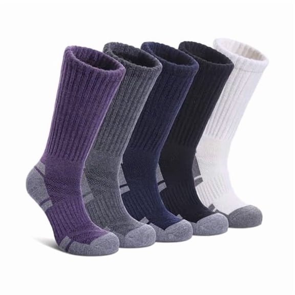 Eryueer Merino Wool Hiking Socks for Women Men Thermal Winter Warm Boot Socks Athletic Work Cozy Cushion Socks 5 Pairs