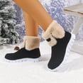 thumbnail image 3 of Black Ladies Knee High Snow Boots With Fuzzy Trim And Thick Heel For Cold Weather, 3 of 9
