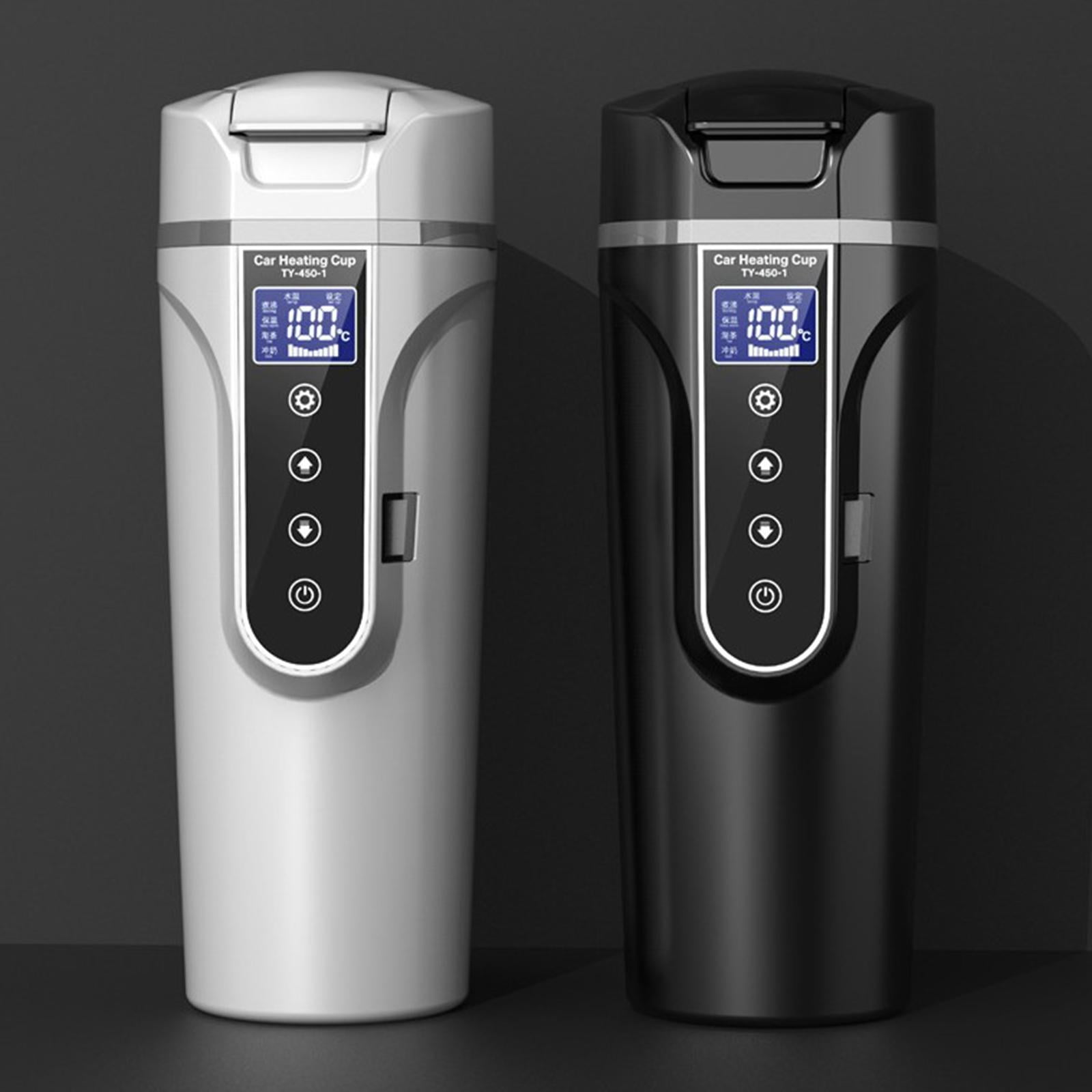 Electric Car Kettle Heater 12V/24V 450ml Digital Display Portable Camping Auto Shut Off Milk , White