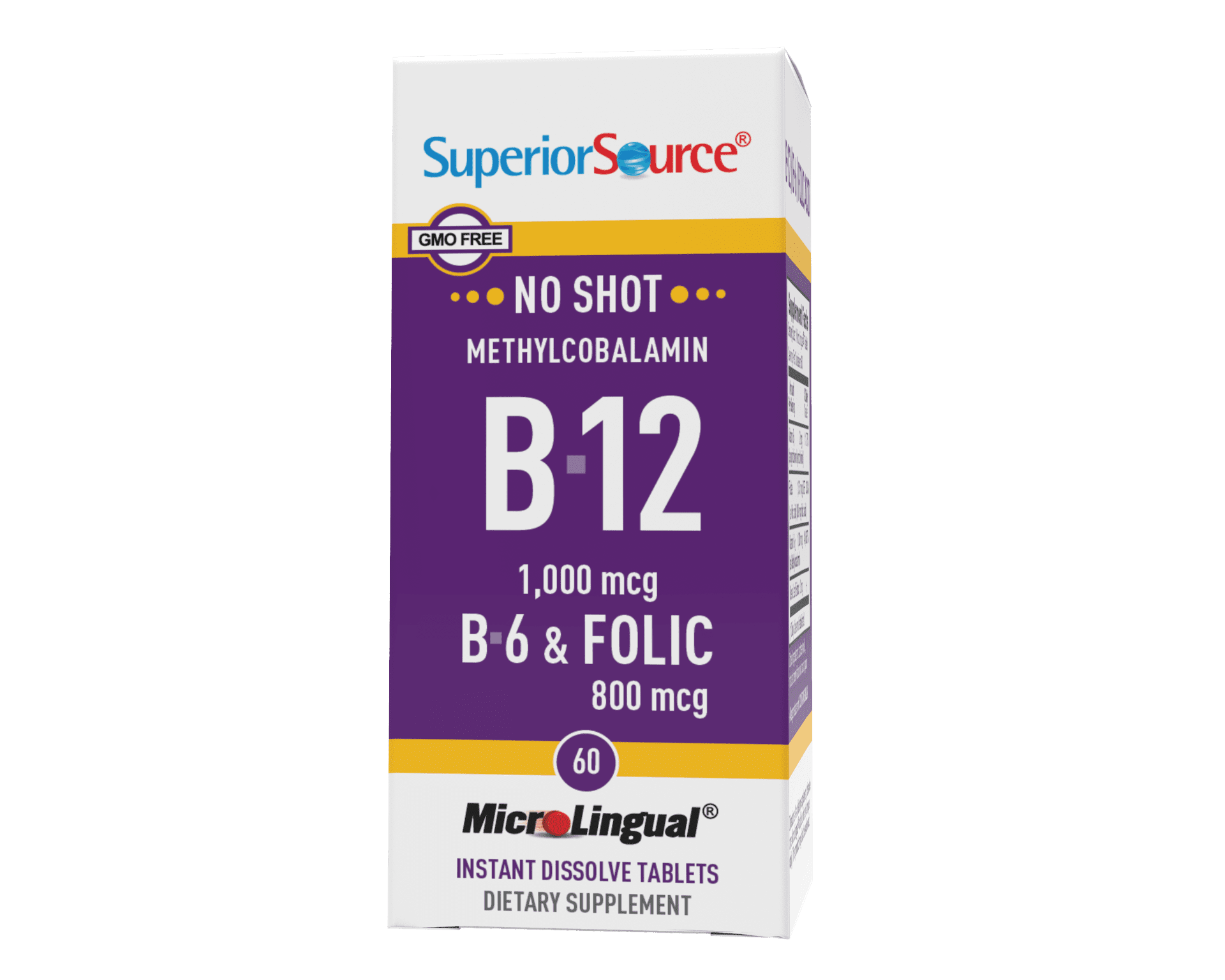 Superior Source No Shot Vitamin B12 Methylcobalamin (1000 mcg) , 60 Ct