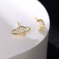 thumbnail image 1 of Moda astronauta estrella Luna Stud pendientes mujer Color plata circón asimétrico encantador Mini oreja perforada tachuelas fiesta joyería regalos Dengxun unisex, 1 of 2