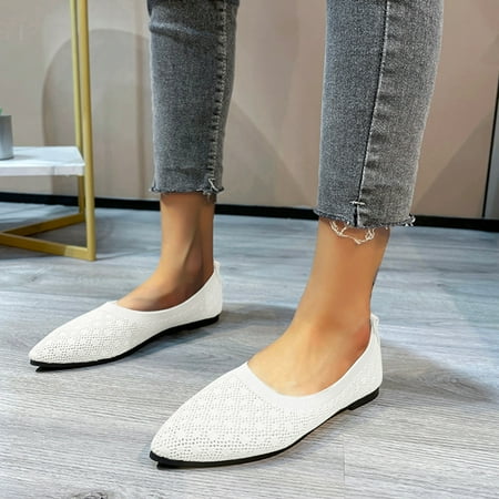 

MIASHUI shoes for women Ladies Fashion Solid Color Mesh Breathable Pointed Toe Shallow Flat Casual Shoes