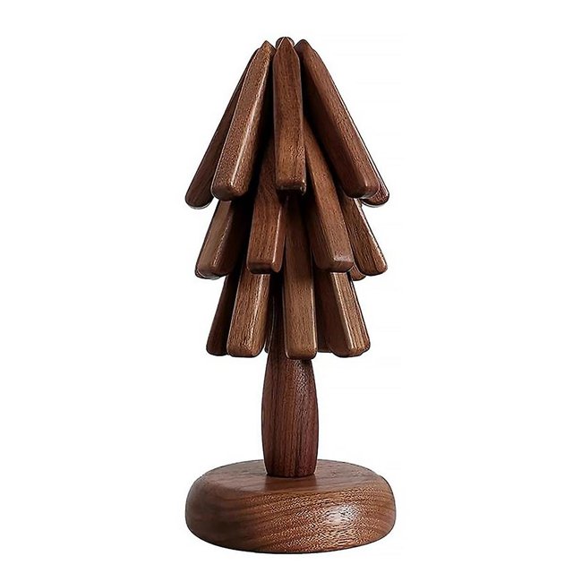 Salvamanteles de madera para platos calientes Juego de salvamanteles con forma de árbol Posavasos para teteras y ollas calientes (nogal negro) como se muestra