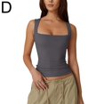 thumbnail image 1 of 2025 New Amazon Summer New Women'S Square Neck Sleeveless Double Layer Vest Basic Tight T-Shirt, 1 of 1