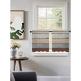 thumbnail image 3 of Brown Wooden Tier Curtains 36 Inch Length,Sheer Curtains for Bedroom Living Room Window Grey Stripe Gradient Country Rustic Grain Small Half Window Kitchen Curtains & Drapes 27.5"x36" 2 Panels, 3 of 6