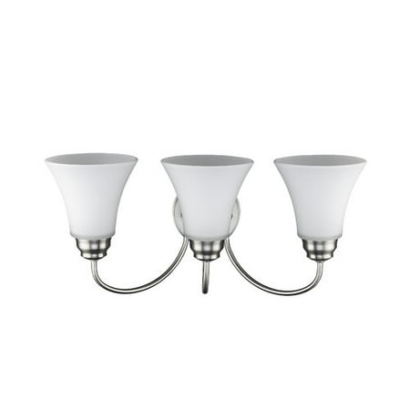 - CHLOE Lighting GETTY Transitional 3 Light Brushed Nickel Bath Vanity Wall Fixture Opal Glass 21.5