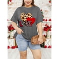 thumbnail image 4 of XCHQRTI Women Leopard Heart T-Shirt Plus Size Short Sleeve Graphic Shirt Valentine's Day Top, 4 of 7