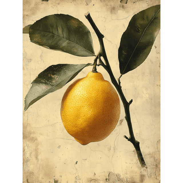 Qisvanset 12x16 Inch With Frame 2D Flat Wall Art Rustic Lemon Branch Botanical Farmhouse Kitchen Wall Decor