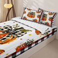 thumbnail image 3 of Manfei Watercolor Pumpkin Print Zipper Twin Comforter Sets with Fitted Sheet and 2 Pillowcases,Harvest Pumpkin Print Zipper Bedding Set,Reversible,4 Pieces, 3 of 7