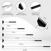 8 Pack Different Back Scratcher Portable Telescoping with Rubber Handles, Extendable Metal Back Massager Tool with Beautiful Box, Stocking Stuffers for Men Women Adults (Black)