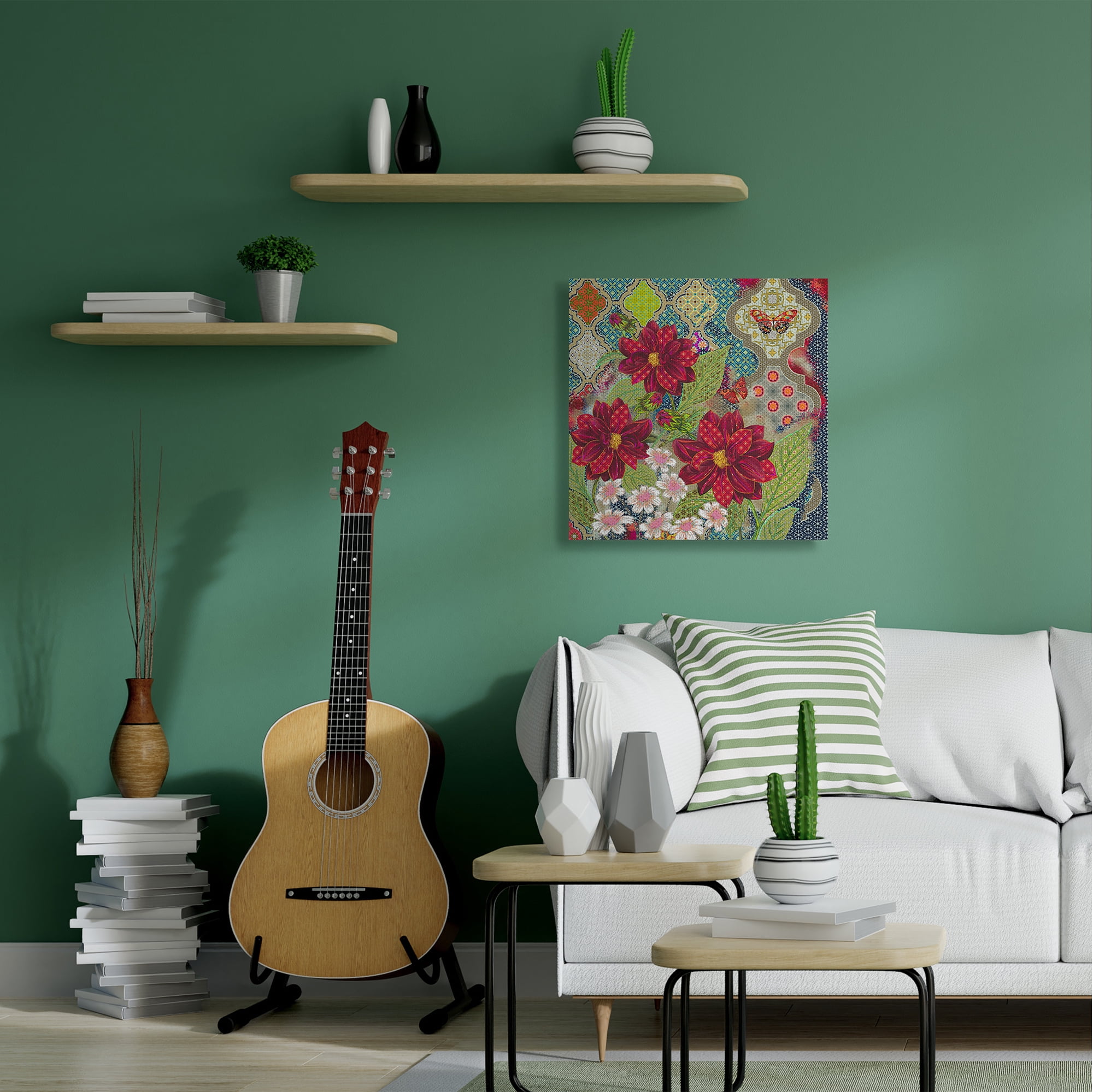 Stupell Industries Intricate Arabesque Pattern Abstract Floral Butterfly Canvas Wall Art by Sangita Bachelet