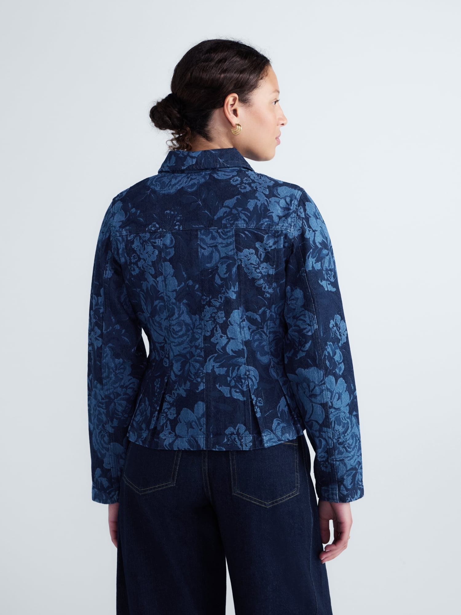 Free Assembly Women's and Women's Plus Pleated Peplum Denim Jacket, Sizes XS-4X