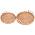 thumbnail image 2 of ANGGREK Rattan Storage Plate,2PCS Hand Woven Rattan Tray Round Serving Tray Tea Fruit Storage Plate For Household Kitchen,Round Rattan Plate, 2 of 8